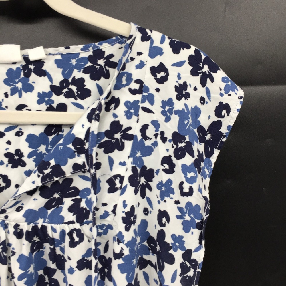 GAP black & blue floral prink tie front popover top preppy classic coastal M - Picture 5 of 14